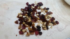 Chopped nuts and raisins