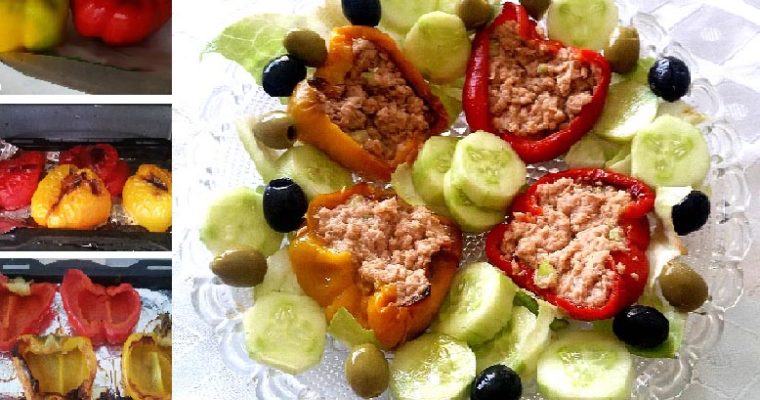 Low-Carb Salad-Stuffed Roast Peppers