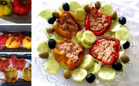 Low-Carb Salad-Stuffed Roast Peppers